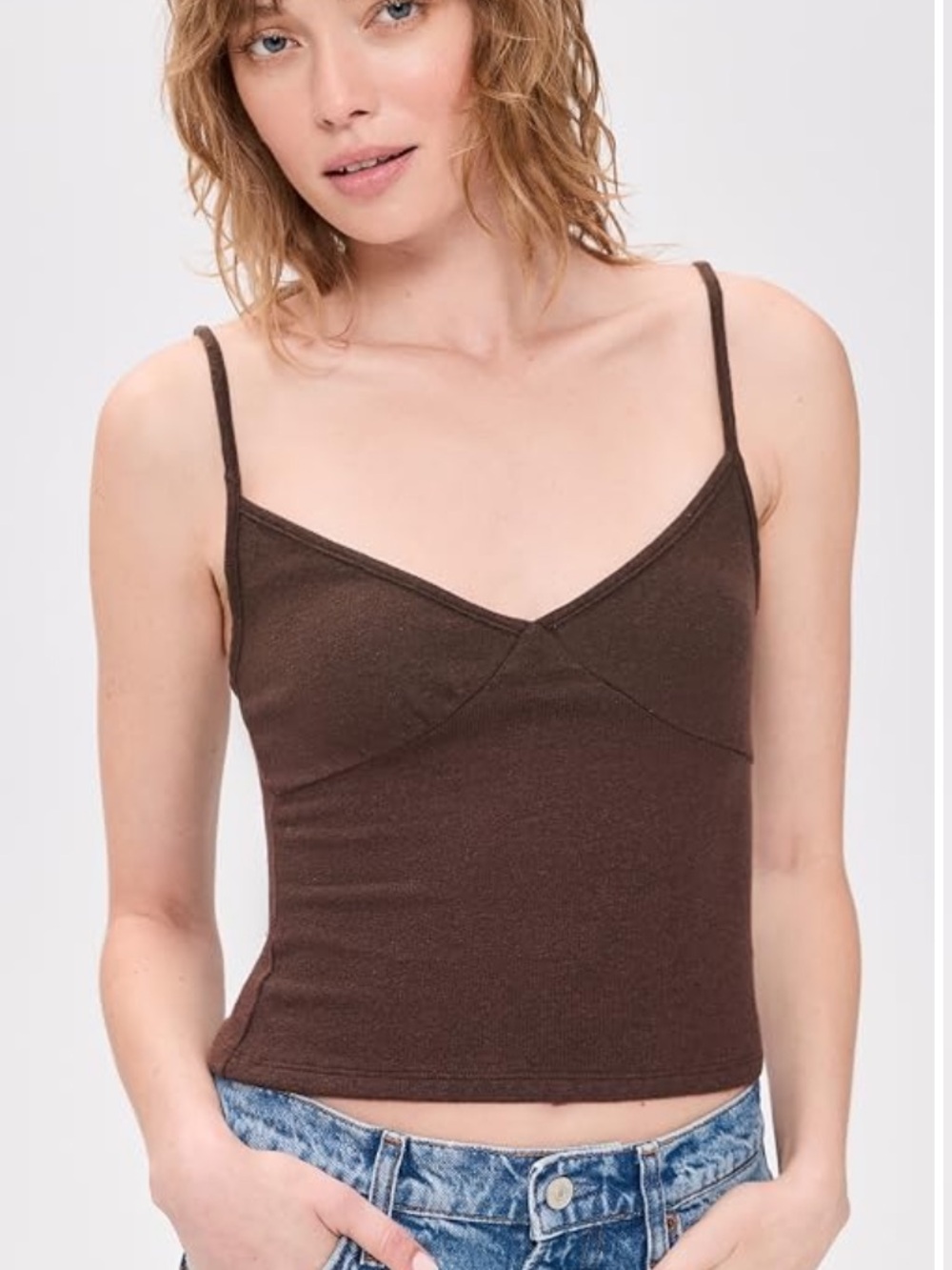 Reformation Nadine knot top Chocolate Brown mole color V-Neck Camisole NWT